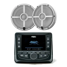 Wet Sounds WS-MC-2 Marine Radio + 1 Pair Wet Sounds RECON6 XW-W Speakers