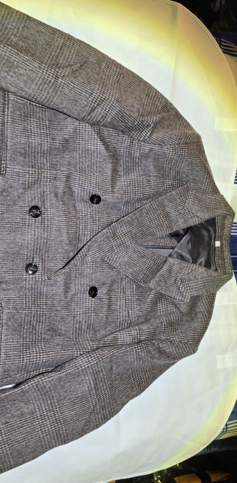 Hardy Amies London Men's Pea Coat Size 44R  Brown patterned winter Coat Jacket image 2