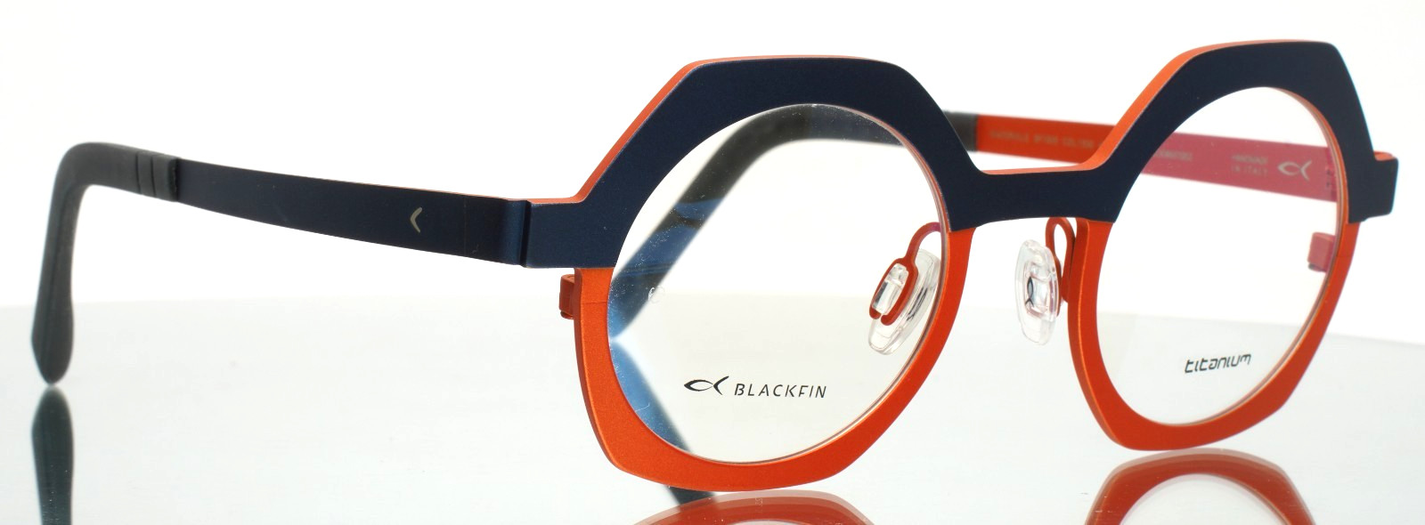 BLACKFIN BF1009 Waterville 1550 Navy Orange Unisex Eyeglasses 45-23-145 B:42