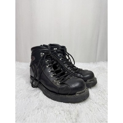 Harley Davidson W10.5 M9 Electron black leather lace up motorcycle boots