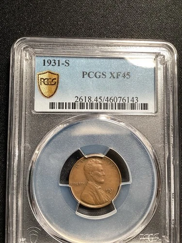 Beautiful High Grade 1931-S Lincoln Cent.  PCGS GRADED XF45 (RARE)