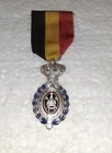 No. 1 ENABLED MEDAL, MORALITY, BELGIAN, SILVER ENAMEL BLUE, RED, BLACK