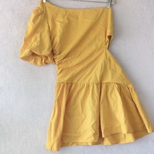 SHEIN Womens Yellow Ruched Cutout One Sleeve Dress Size XL