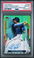 2025 TOPPS FINEST FINEST AUTOS GREEN REFRACTOR CHRISTOPHER MOREL 33/75 PSA 10