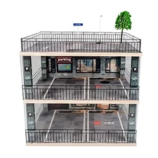 kivcmds 1:18 Scale 3-Tier Model Car Display Case with Parking Lot Scene for Spor