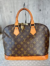 Louis Vuitton Alma Bag Monogram Canvas Brown Leather Handle 30cm Authentic