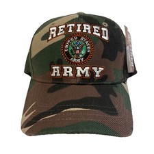 NWT Vintage RETIRED ARMY Camouflage Adjustable Hat Embroidered