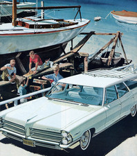 1965 Safari Vintage Print Ad Car Automobile Pontiac Station Wagon Boats