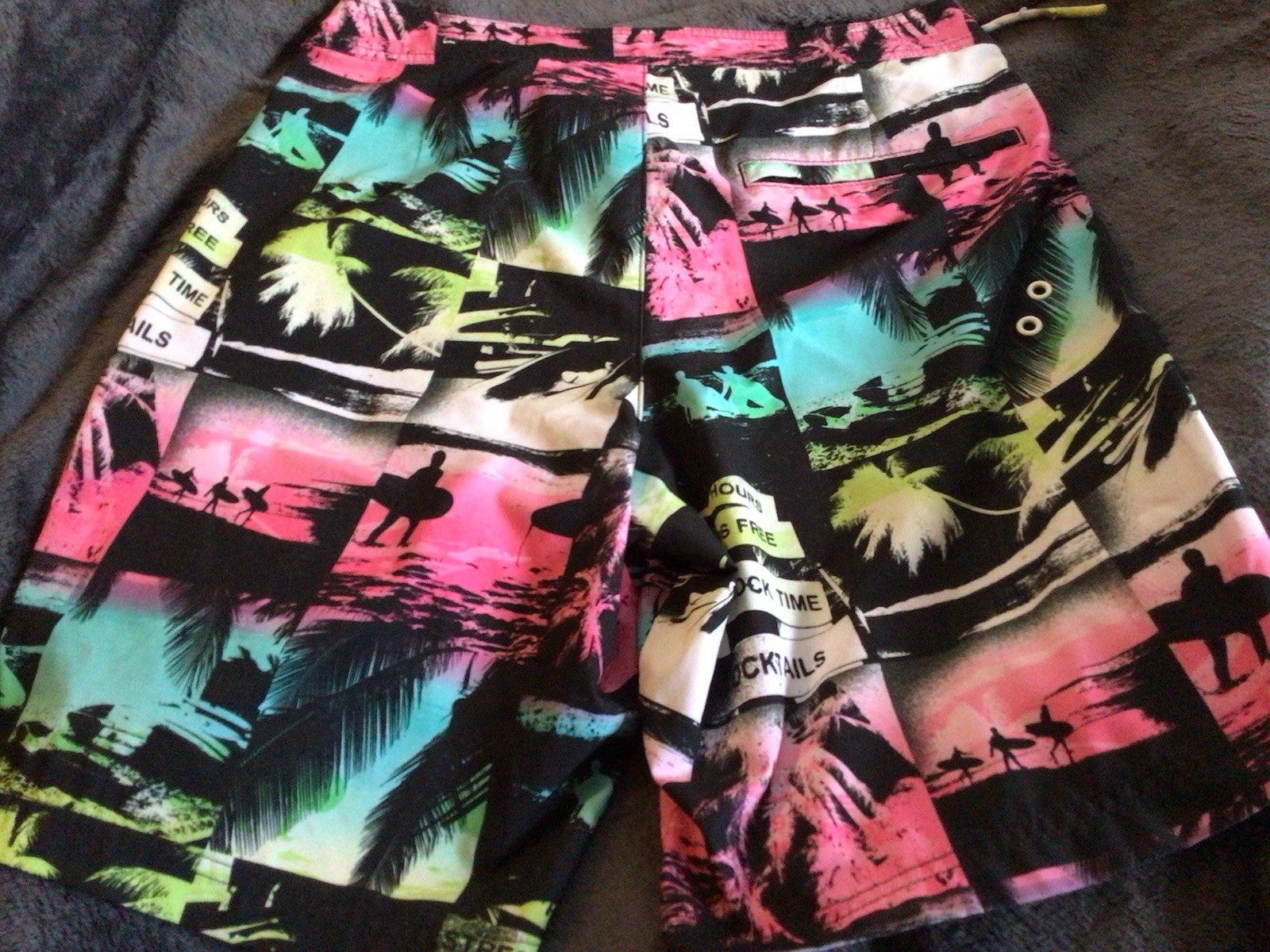 American Eagle Swim Board Shorts Small  Drawstring Beach Rare image 3