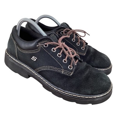 Skechers Parties Mate Black Suede Oxford Shoes 90s Y2K Style Chunky Women's 10