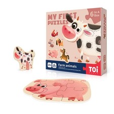 Toi 6 Packs Large Piece Toddler Jigsaw Puzzles for 10x10x3 inch, Farm Animals
