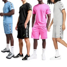 Nike Mens Tracksuit T Shirts Tape Shorts Set Cotton Crew Neck Standard Fit Sport