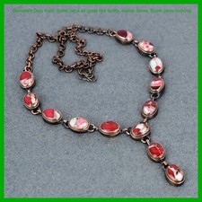 Kingman Red Mohave Copper Turquoise Gemstone Chain Electroformed Necklace Copper