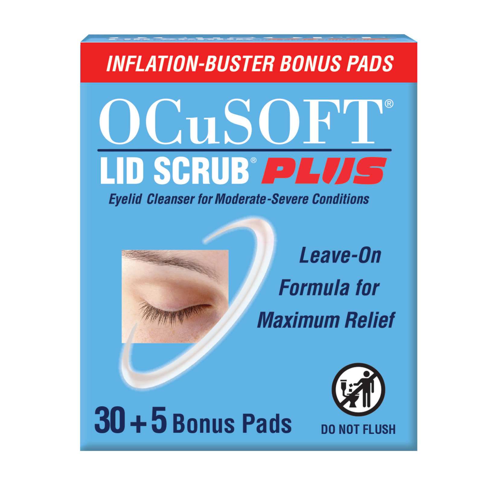 OCuSOFT Lid Scrub Plus 30 Count Inflation Buster with 5 extra pads
