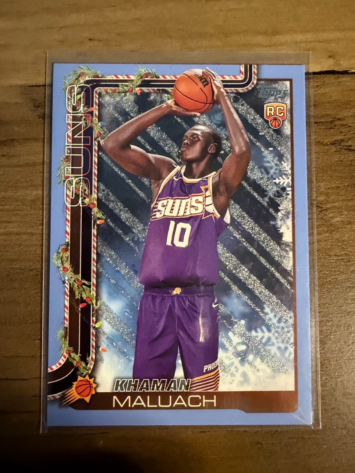 2025-26 Topps Holiday - Khaman Maluach #H170 Holiday Light Blue & White Glitter