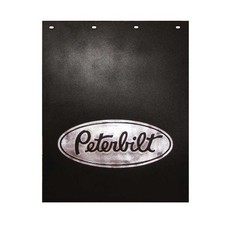 Peterbilt Motors 24" x 30" Black  Silver Poly Semi Truck Mud Flaps-Pair