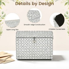 Wedding Card Box with Heart Lock Iron Glass Steel Tabletop Money Card Box