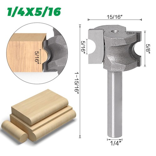 Set Di 4 Frese Per Legno A Raggio – Gambo 6,35 Mm, Teste In Carburo Di Tungsteno, Per Bordi Arrotondati E Lavorazione Compensato - 2