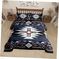 Southwestern Comforter Set Size,Rustic Farmhouse Western Queen Black Blue