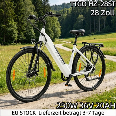 TTGO HZ-28ST E-Citybike,28 Zoll Elektrofahrrad 250W 20AH 25km/h Pedelec 7 Gänge