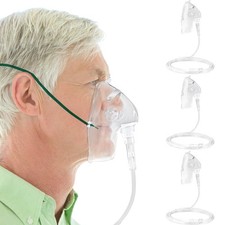 Oxygen Mask 3 Pack XL Size White with 6.6' Ft Tubing Adjustable Strap NO Cup