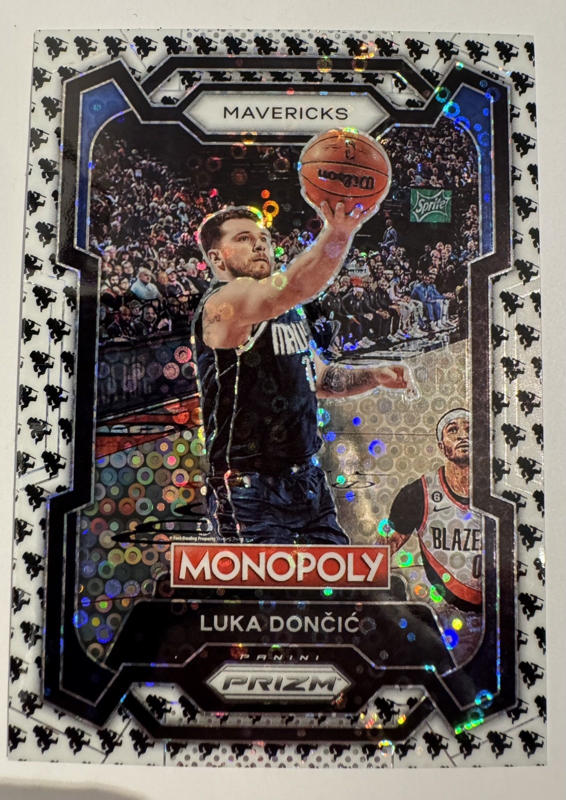 2023 Panini Prizm Monopoly #22 Luka Doncic Monopoly Man Black & White SSP NM
