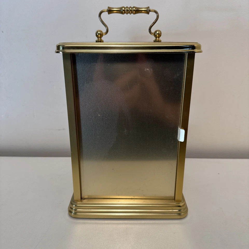 Reloj de campana de latón y vidrio vintage Hermle Alemania con estante de cuarzo R Foto 4 de 4