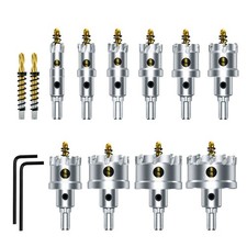 12Pcs Carbide Hole Saw Kit Fit Hard Metal, Heavy Duty Carbide Tungsten Hole