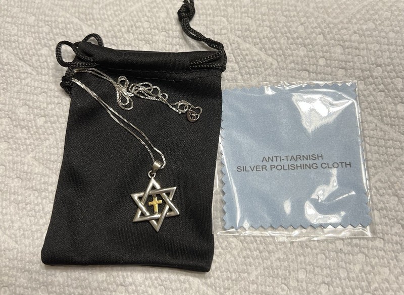 Beautiful Vintage Ross-Simons 18" Sterling Silver Box Chain & Messianic Pendant