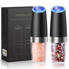 FORLIM Gravity Electric Salt and Pepper Grinder Set, Automatic Pepper Grinder...