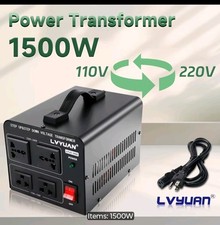 1500W Voltage Converter Step Up/Down 110-120V 220-240V w/ 4 Outlets