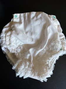 Vtg Diaper Cover Panties Pink Flower Print Bloomers Rubber/Plastic Lined Infant