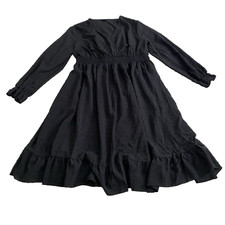 Shestarr Black Polka Dot Tiered Midi Dress Sz 1X Whimsigoth Witchy Fairy Grunge