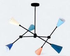 Modern 6-Light Multi Arm Chandelier Ceiling Lamp with Colorful Shades