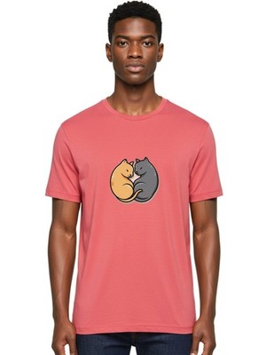 Cuddling-Cats-1 Mens Graphic Tee, 100% Cotton, Casual Summer Wear