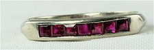 ART DECO ANTIQUE 14K WHITE GOLD RUBY BAND RING SIZE 7.5