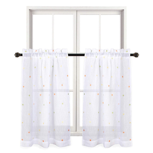 Voilybird Alta Kitchen Curtains 36 Inch Length Set Linen Sheer