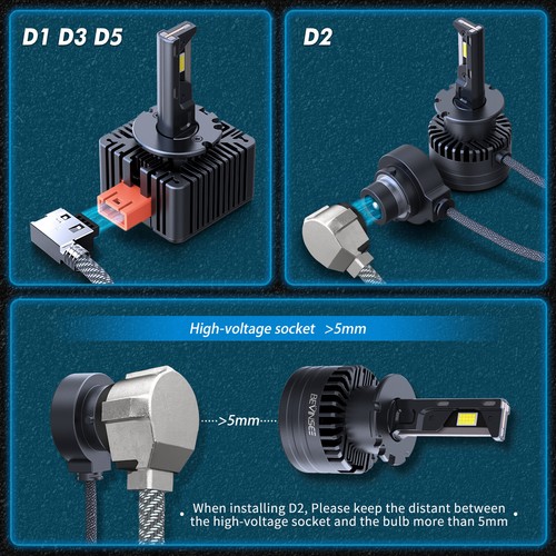 BEVINSEE D2S D2R Bombillas LED Faro Alto Bajo Blanco Brillante Xenón Reemplazar - Imagen 9 de 11
