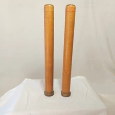 2 Wood Bobbins Textile Spool 8 3/4" Lg., 1" Dia. Vintage