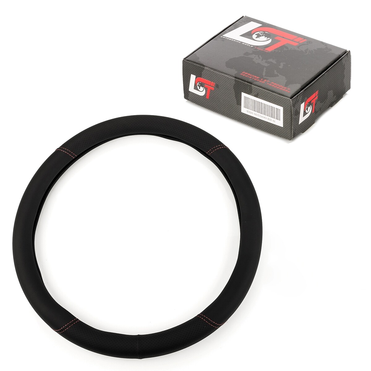 Steering Wheel Cover Ø 38x9cm 15x3, 5 Inch Black Red for Renault