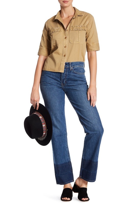 NWT $199: Genetic Joey High Waist Girlfriend Jeans in Antique Dark  Sz: 25