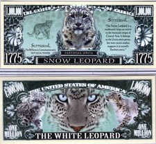 USA 'White (Snow) Leopard' 1 Million $ banknote - Panthera Species - UNC & CRISP