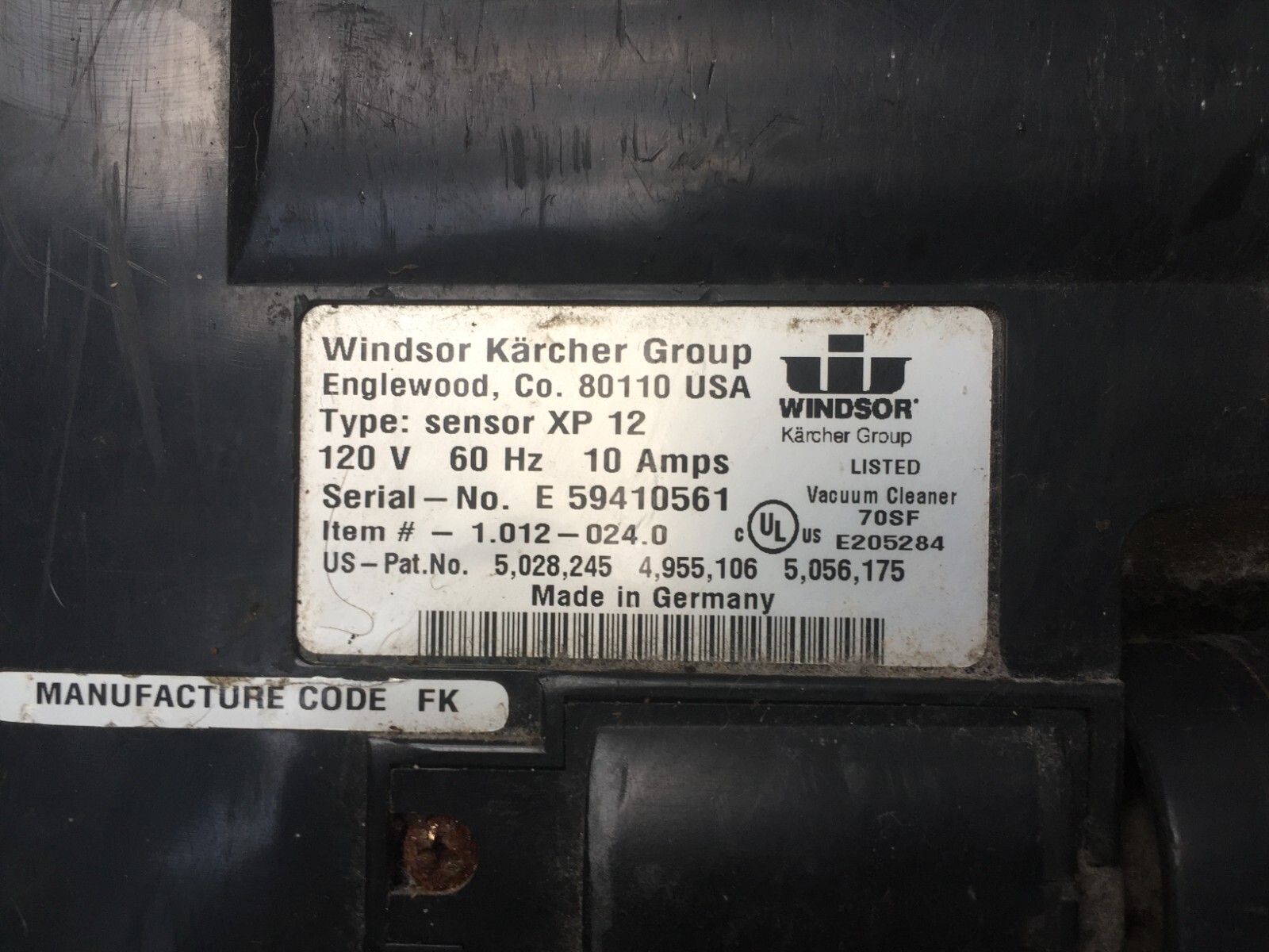 Windsor Karcher Sensor XP12 10Amp Vacuum Cleaner base w motor & other parts eBay