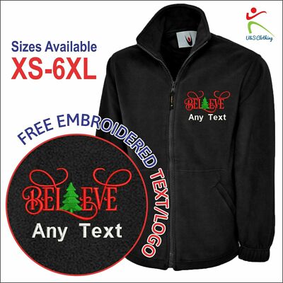 Personalisierte Believe bestickte Jacke Frohe Weihnachten Herren Fleecejacke XS-6XL
