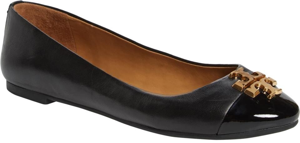 New in box Tory Burch Everly Cap Toe Leather Ballet Flats | eBay