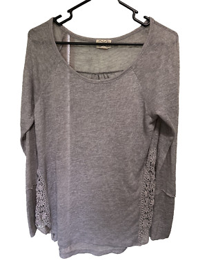 Eyelash Couture Women Gray Long Sleeve Top M