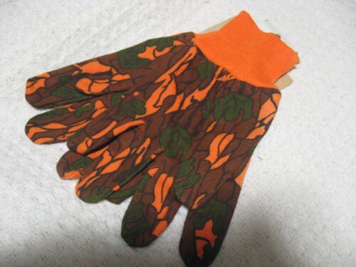 Vintage GAUCHO Sportsman Orange Oak Leaf Camo ADULT Jersey Work/Hunting Gloves - Picture 2 of 3