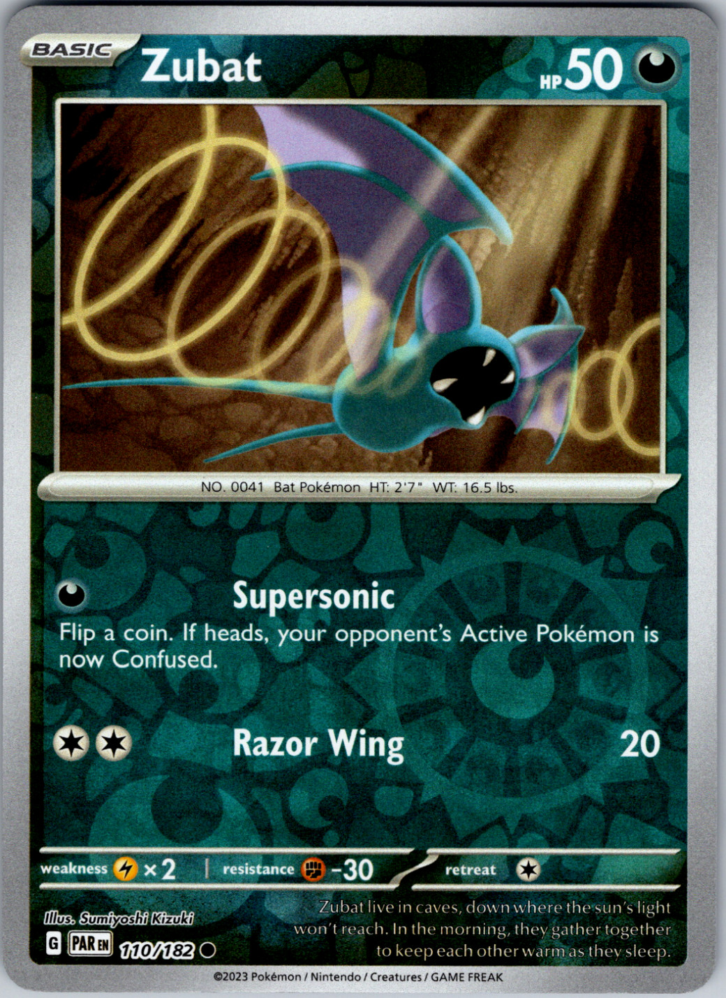 Pokemon - Zubat - 110/182 - Paradox Rift - Reverse Holo - NM/M