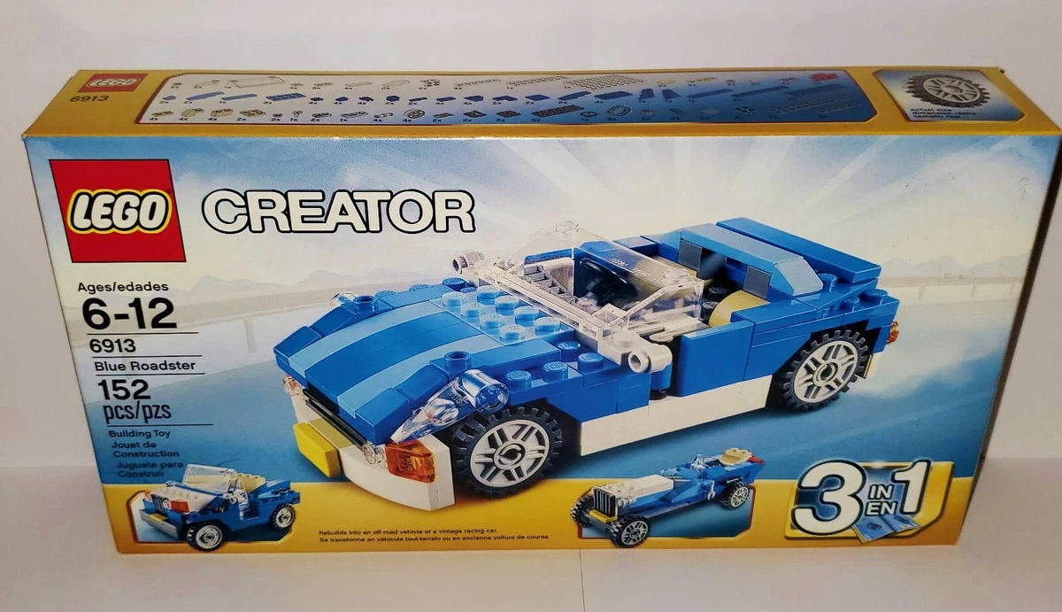 Tæt Diktere Lull Lego Creator 3 in 1 SPORTS CAR Set 6913 BLUE ROADSTER Jeep Vintage Racecar  NEW! | eBay