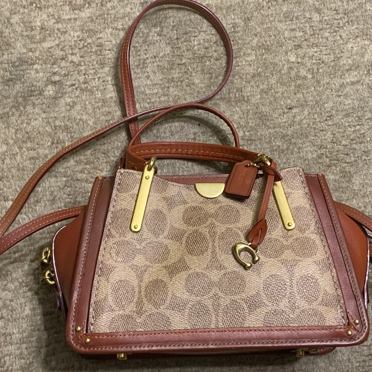NEW GENUINE COACH THE DREAMER BROWN LEATHER SIGNATURE SMALL CROSSBODY BAG